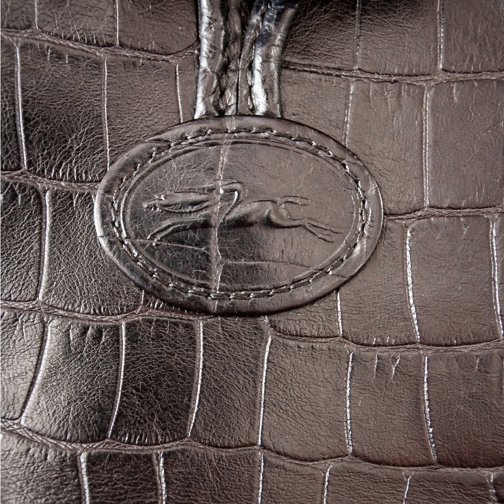 Longchamp Croc-Embossed Leather Shoulder Bag - Picture 6 of 13